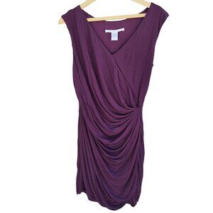 Diane Von Furstenberg 'Francia' Purple Faux Wrap Mini Dress Silk Blend Size 6